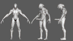 3d erection male metroid model_sheet monochrome penis polybits solo space_pirate standing wip zebesian