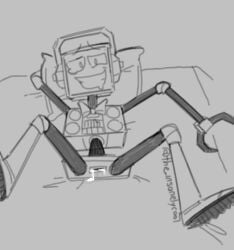 1boy android fandroid leaking_cum legs_apart legs_up on_back on_bed robot screen_face the_insanelycool