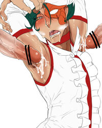 3boys armpit blush code_geass cum cum_on_body erection looking_at_viewer male mask multiple_boys muscles penis steam sweat tagme yaoi