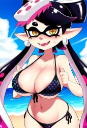 ai_generated beach big_breasts bikini callie_(splatoon) novelai splatoon splatoon_(series)