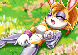 amputee anthro breast_grope breasts bunnie_rabbot closed_eyes cyberlimb cybernetics female fingering furry furry_only lagomorph meadow moaning mobius_unleashed nude pussy rabbit sonic_(series) spread_legs tagme triple_amputee vagina