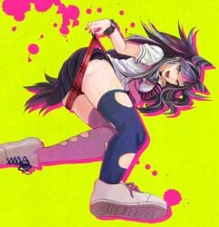 1girls 2012 black_hair black_nails blue_hair clothed clothing danganronpa danganronpa_2:_goodbye_despair earrings female female_focus female_only laying_down legs light-skinned_female light_skin long_hair lowres mioda_ibuki multicolored_hair nail_polish nails on_side open_mouth pale-skinned_female pale_skin panties panties_around_leg panties_down pierced_ears piercing piercings pink_eyes pink_hair red_panties ring sailor_uniform skirt smile smiling solo solo_female suggestive super_danganronpa_2 thighhighs white_hair