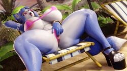 3d_(artwork) anthro anus big_breasts bikini breasts canid canine clothing darkflash23 digital_media_(artwork) eyewear female footwear fox genitals hi_res high_heels krystal_(star_fox) mammal masturbation nintendo open_mouth pussy shoes solo spread_legs spreading star_fox sunglasses swimwear thick_thighs tongue tongue_out two-piece_swimsuit vaginal_masturbation vaginal_penetration