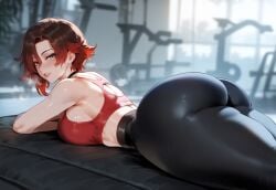 .miyu_(ai) ai_generated big_ass clothing laying_down ruby_rose rwby