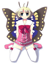 antennae clothing dress fairy kugui_kiyunemu shimon shimotsuma solo stockings thighhighs wings