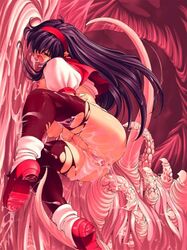 2010 anus ass ass_up athena_asamiya breasts cum cum_inside flesh_tunnel hairband king_of_fighters long_hair mermaid_(artist) milk nipples rape snk tentacle thighhighs vagina