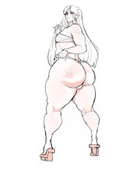 1boy ass backsack barely_clothed big_ass bottom_heavy bottom_heavy_femboy donaught earrings femboy fundoshi girly handprint heels huge_ass inuyasha long_hair looking_at_viewer looking_back male male_only pointy_ears sesshoumaru solo spank_mark thick_thighs trap uncensored wide_hips