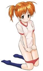 1futa brown_eyes bulge buruma_pull clothing color covering covering_crotch erection feet futa_only futanari gym_uniform hair_ornament hairclip hinemosu hinemosu_notari intersex matilda_matisse no_panties orange_hair pumpkin shaman_king socks solo tied_hair twintails