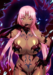 00s breasts completely_naked completely_nude corruption cowboy_shot dark-skinned_female dark_skin dragon elbow_gloves erect_nipples eyebrows facial_mark female finger_licking forehead_mark gloves groin hand_on_hip hips huge_breasts ingrid_(taimanin_asagi) ingrid_(taimanin_murasaki) licking lilith-soft lipstick long_hair looking_at_viewer makai_kishi_ingrid makeup mole mole_under_mouth naked naked_female nude pink_hair purple_lipstick rokuji shiny shiny_skin solo taimanin_asagi taimanin_asagi_battle_arena taimanin_murasaki tattoo thick_eyebrows very_long_hair wide_hips yellow_eyes