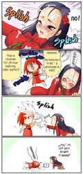 4koma ass blush boma comic erect_nipples flower habanero habanero-neesan habanero-tan hair_flower hair_ornament hard_translated milk sexually_suggestive translated translation_request turtleneck wet