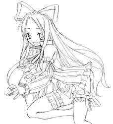 as-special disgaea disgaea_1 flonne lowres monochrome nippon_ichi_software satou_atsuki solo thighhighs