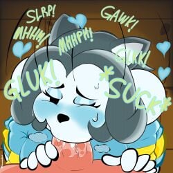 blowjob blowjob_face blowjob_gesture blowjob_only blowjob_pov blue_blush blush female female_anthro female_focus furry furry_female furry_only furry_with_non-furry gray_hair horny horny_female male penis saliva saliva_on_penis sawccubus sawccubusart sweat sweatdrop sweater sweating sweaty temmie temmie_(deltarune) temmie_(species) temmie_(undertale) temmie_undertale undertale undertale_(series)