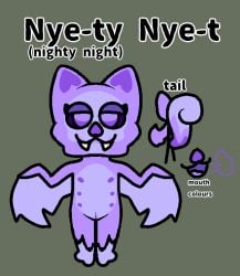 6_nipples anthro bat big_tail burp_cloud female fur hybrid mammal mephitid model_sheet multi_nipple narrow_hips nipples nyecenic purple_body purple_fur purple_insides skunk solo tail winged_arms wings