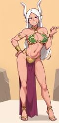 ai_generated athletic_female bunny_ears bunny_girl cosplay female female_focus female_only loincloth miruko my_hero_academia pelvic_curtain red_eyes rumi_usagiyama sandals self_upload slave_bikini slave_leia slave_leia_(cosplay) slave_outfit stable_diffusion