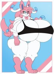 big_breasts breasts cleavage eeveelution female furry huge_breasts hyper_breasts jumney jumneyarts pokemon pokemon_(species) sylveon tagme thick_thighs wide_hips