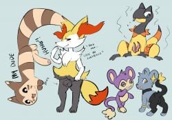 2_penises aipom animal_genitalia animal_penis anthro balls bloowolfy blue_background braixen diphallia diphallism domestic_ferret female feral feral_only fur generation_2_pokemon generation_4_pokemon generation_6_pokemon genitals group heliolisk hemipenes humanoid_genitalia humanoid_genitalia_on_feral humanoid_penis humanoid_penis_on_feral male mammal multi_genitalia multi_penis mustelid musteline nintendo penis pokemon pokemon_(species) pussy sheath shinx simple_background true_musteline weasel white_body white_fur yellow_body yellow_fur