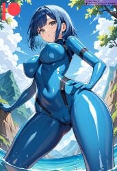 ai_generated bodysuit breasts female kuriboh_ex_(artist) latex latex_clothing latex_suit oppai rubber rubber_clothing rubber_suit skin_tight