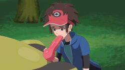 1boy animated clothed_sex cum cum_in_mouth cum_inside fellatio freako gay gif haxorus male male_only nate_(pokemon) oral pokemon pokephilia swallowing swallowing_cum tagme uncensored yaoi zoophilia