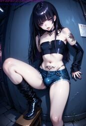 1boy ai_generated basehentaiai bulge femboy goth otoko_no_ko trap yaoi