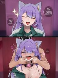 alterkyon female female_focus genshin_impact instant_loss instant_loss_2koma purple_hair solo_focus