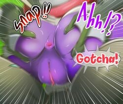 2016 alternate_color ambiguous_gender amphibian anthro anus ass ass_grab black_skin clitoris close-up color dialogue duo english_text female feral forest frog fur greninja grey_fur hand_on_ass kicktyan long_tongue mienshao nintendo nude pokémon_(species) pokemon pokemon_(species) purple_fur pussy raised_tail shiny_pokemon speech_bubble text tongue tongue_out tree video_games wafu