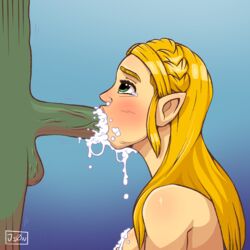 1girls big_balls big_penis blonde_hair blue_background blush braids breasts breath_of_the_wild crying cum cum_drip cum_in_mouth cum_inside cum_on_body cum_on_breasts cum_on_face cum_out_nose cumshot dripping fellatio female ganondorf gerudo green_eyes green_penis green_skin hair hair_over_shoulder hylian js0n light-skinned_female light_skin long_hair looking_at_another looking_at_partner looking_up male/female nintendo oral penis_milking pointy_ears princess princess_zelda shaking side_view side_view_fellatio size_difference solo_focus straight tears the_legend_of_zelda veins zelda_(breath_of_the_wild)