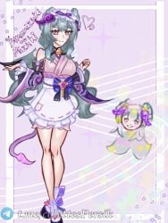 genshin_impact green_hair hoyoverse legs maid_uniform mizuki_(genshinimpact) purple_eyes tail yumemizuki_mizuki