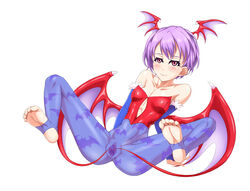 anus blush capcom clitoris clothing darkstalkers demon_girl flat_chest head_wings leotard lilith_aensland no_panties pantyhose see-through see-through_clothing spread_legs spread_pussy spread_pussy_under_clothes succubus tagme tate_machi uncensored wink