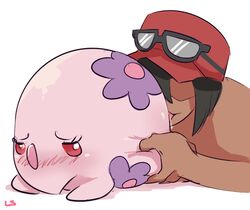 ambiguous_gender blush duo feral hat headgear human human_on_feral interspecies lightsource male mammal munna nintendo oral pokemon pokemon_(species) pokephilia video_games