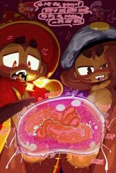 anthro balls big_balls big_ears big_penis bloons_tower_defense blush blush_lines bodily_fluids brown_body brown_fur clothed clothing colored countershading cum duo english_text eyebrows fangs fur genital_fluids genitals gloves goatboydraws hands_behind_head handwear haplorhine hat hat_only headgear headgear_only headwear headwear_only heart_symbol hi_res humanoid_genitalia humanoid_penis humor male male/male mammal military military_cap monkey mostly_nude ninja_kiwi nude onomatopoeia penetrable_sex_toy penis primate pupils reference_image sex_toy sharing_penetrable_sex_toy sharing_sex_toy sniper_monkey_(bloons) sound_effects staff sweat sweatdrop tan_body tan_countershading tan_skin teeth teeth_showing text thick_eyebrows wizard_hat wizard_monkey_(bloons)