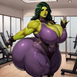 ai_generated bbw big_breasts boob_window bottom_heavy civitai cleavage cleavage_cutout curvaceous curvy curvy_female curvy_figure fat_ass fat_tits green_hair green_skin marvel marvel_comics round_ass she-hulk spandex spandex_suit thick_ass thick_legs thick_thighs thunder_thighs wide_hips