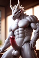 ai_generated balls cock dragon erect horns male male_only muscular naked nude solo spikes tail