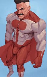 bara big_bulge bulge clothing crispyy_art daddy dilf facial_hair invincible invincible_(comics) invincible_(tv_series) male male_only manly mature_male moustache muscular_male nolan_grayson omni-man penis_outline tight_clothing