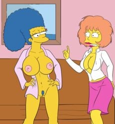 big_breasts breasts croc_(artist) female_only marge_simpson maude_flanders pubic_hair tagme the_simpsons vulva