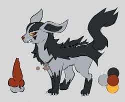 animal_genitalia animal_penis balls bloowolfy canine_genitalia canine_penis feral fur generation_3_pokemon genitals grey_body grey_fur grin knot male mightyena model_sheet nintendo penis pokemon pokemon_(species) smile solo