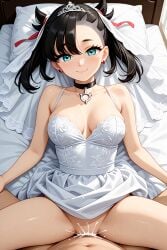 black_hair marnie_(pokemon) missionary_position missionary_sex nintendo omega-weirdo pokemon pokemon_ss sex thighhighs wedding_dress