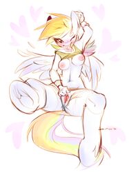 anthro anthrofied armpits better_version_at_source breasts female friendship_is_magic hair lillayfran my_little_pony nipples pussy rainbow_dash_(mlp) smooth_skin solo underhoof