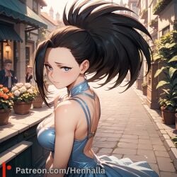 1girls ai_generated big_breasts breasts dress henhalla momo solo solo_female yaoyorozu_momo young younger_female