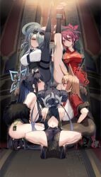 blue_archive halo kisaki_(blue_archive) kneeling multiple_girls satou_daiji shun_(blue_archive) tagme tagme_(character)