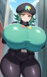 1girls ai_generated big_ass big_breasts breasts_bigger_than_head clothed clothed_female curvaceous curvy curvy_figure enormous_breasts ftggtgg gigantic_breasts green_eyes green_hair hat huge_ass huge_breasts hyper_breasts large_breasts massive_breasts nintendo pokemon rainbow_rocket_grunt skirt smug smug_face solo solo_female solo_focus team_rainbow_rocket_grunt_(female) team_rocket_grunt team_rocket_grunt_(female) thick_thighs