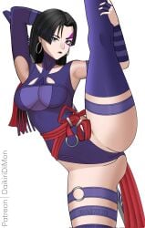 1girls athletic_female black_hair black_lipstick breasts daikiri_di_mon grey_eyes leg_up looking_at_viewer marvel marvel_comics marvel_rivals patreon_username psylocke psylocke_(marvel_rivals) purple_clothing pussy thick