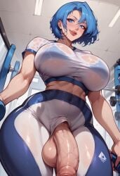 ai_generated akeno_(nyakumi) bra fit_futanari futa_focus futa_only futanari huge_ass huge_breast huge_butt huge_cock nyakumi sports_bra sportswear spots