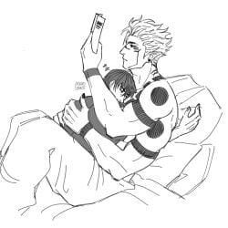 cuddling four_arms gay hugs monster ryoumen_sukuna_(jujutsu_kaisen) sleeping toji_fushiguro