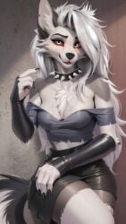 anthro grey_fur hellhound helluva_boss red_eyes white_pupils