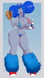 beer_can bikini bimbofication blue_eyes blue_hair burger grey_skin gwen_(knights_of_guinevere) knights_of_guinevere trailer_trash wrenzephyr2