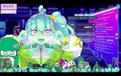 ahegao ahegao_face alien alien_girl beastiez drooling drooling_tongue heart-shaped_pupils piapiufo screenshot slime_girl slime_monster teal_body virtual_youtuber vtuber vtuber_toggle