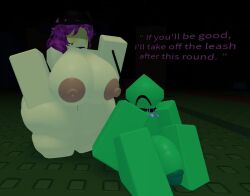 1boy 1girls 3d collar ferman_(robloxian) forsaken_(roblox) jane_doe_(forsaken) leash_and_collar tagme