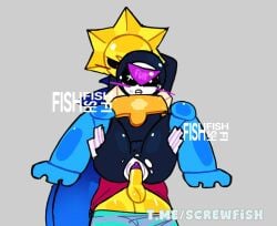 blush brawl_stars cuntboy cuntboy/male dick gay meeple_(brawl_stars) pussy ripped_clothing ripped_pants sirius_(brawl_stars)