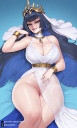 1girls ai_generated big_breasts breasts busty cleavage clothed clothed_female clothing curvy eye_contact female female_only hololive hololive_english hololive_english_-council- hololive_english_-promise- hourglass_figure huge_breasts looking_at_viewer lying lying_on_back mature_female no_panties on_back on_floor on_the_floor ouro_kronii ouro_kronii_(goddess) posing posing_for_the_viewer pussy self_upload sleen smile smiling smiling_at_viewer solo solo_female thick_thighs virtual_youtuber voluptuous voluptuous_female vtuber wide_hips