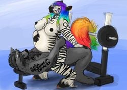 2016 anailaigh anthro belly big_belly big_breasts black_fur black_nipples breasts canine chest_tuft cowgirl_position darktree duo ear_piercing equine female female_on_top frenor fur grey_fur hair hand_on_stomach hooves interspecies lying male mammal multicolored_eyes multicolored_fur multicolored_hair multicolored_tail nipples on_back on_top penetration piercing pregnant rainbow_hair rainbow_tail sex simple_background straight stripes tattoo tuft two_tone_fur vaginal_penetration weights white_fur wolf yellow_sclera zebra